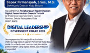 Selamat dan apresiasi setinggi-tingginya kepada Bapak Firmansyah, S.Sos., M.Si., Sekretaris Daerah Kota Batam, atas diraihnya penghargaan Digital Leadership Government Award 2026